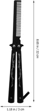 Lurrose Butterfly Comb Stainless Steel Practice Butterfly Comb Folding Training Blunt Rotatable Practice Combs Styling Tool for Sports and Outdoor Use Black