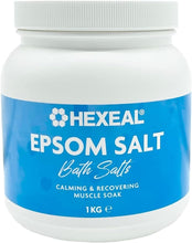 Hexeal Epsom Salt  1kg Tub  Food Grade (FCC)  Magnesium Sulphate  Bathing Epsom Salt Muscle Soak  Perfect for Calming and Recovering Your Muscles