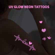 180+Valentines Gifts for Kids Her Neon Temporary Tattoo-Glow in the Dark Neon Temporary Tattoo, UV Blacklight Neon Glow Fake Tattoos Rave Festival Accessories for Valentines Day Women Party Supplies