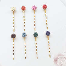 8Pcs Rose Flower Bobby Pins Floral Hair Clips Mental Hair Pins Pieces Accessories for Women Girls (Gold)