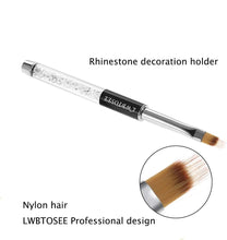 LWBTOSEE 2pc Nail Ombre Brush Nail Art Painting Pen Brush UV Gel Polish Gradient Color Rhinestone Crystal Acrylic Nail Drawing Pen (Black&White)