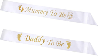 IRYNA 2 Pieces Mummy To Be Sash Daddy To Be Sash Mum and Daddy To Be Gifts Mummy And Daddy To Be Sash Mum To Be Sash Baby Shower Sash Party Supplies for Baby Shower Party Decoration Gender Reveal