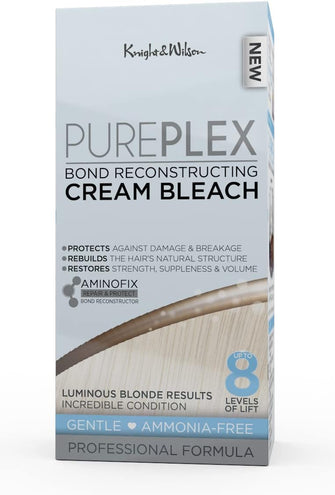 Knight & Wilson Pure Plex Bond Reconstructing Cream Hair Bleach, Ammonia Free Formulation Lifts up to 8 Shades, Protects & Repairs, While Lightening. Full Hair Bleaching Kit.