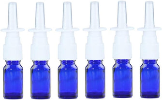 6PCS 10ml/0.34oz Empty Refillable Glass Nasal Spray Bottles Makeup Water Travel Containers Jars with Fine Mist Sprayers Atomizers(Blue)