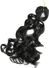 French Curl Crochet Braid Deep Wave Synthetic Hair Extensions Pre Stretched Bouncy Braiding Hair 22 inch 150g Spanish Candy Curly (1BBlack)