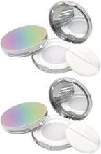 HEALLILY 2Pcs Empty Refillable Loose Powder Container Compact Makeup Powder Box with Powder Puff and Mirror Ultra- thin Loose Powder Sub- packing Case