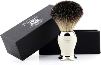 Haryali London Mens Shaving Brush with Black Badger Hair Brush for Beard and Mustache Wet Shave for Men