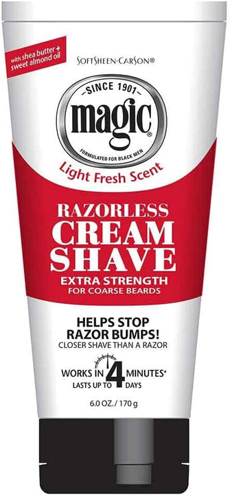 Magic Razorless Cream Shave Light Fresh Scent Extra Strength 6oz (2 Pack)