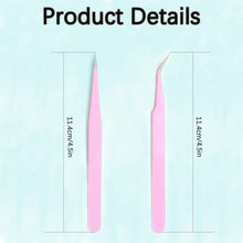 Lash Extension Tweezers, 2 PCS Pink Eyelash Tweezers for Extensions Tweezers Eyelash Extensions Tweezers for Facial Hair Women Stainless Steel Precision Tweezers for Ingrown Hair Tweezers