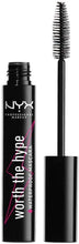 NYX Professional Makeup Worth the Hype Waterproof Mascara, Volumizing and Lengthening, Tapered Brush Reaches All Lashes, Caring Jojoba Oil, Shade: Black