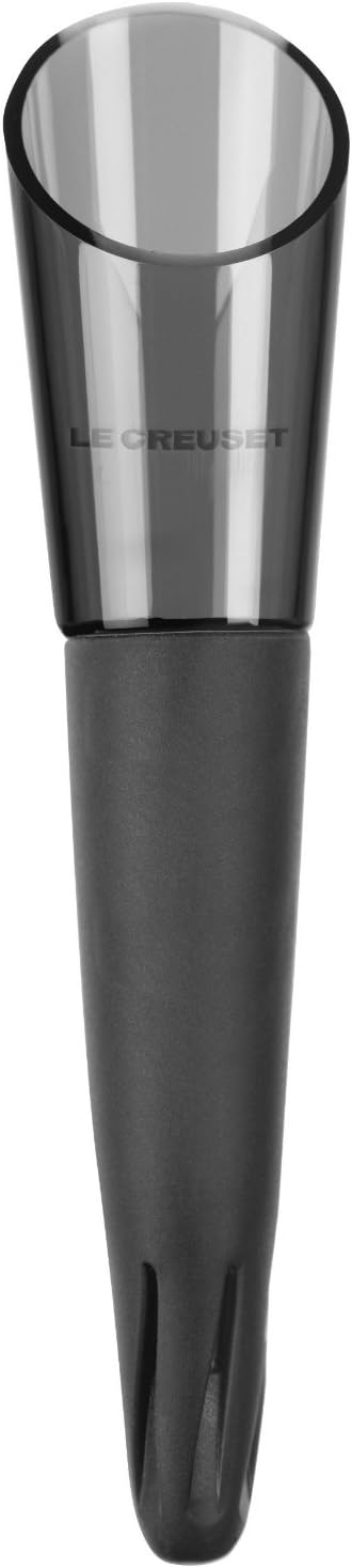 Le Creuset WA143L-31 Instant Aerator Wine Pourer With Drip-Free Pouring Edge, Model WA-143, Suitable For All Wine Bottles, Plastic, Black Onyx, 59138011047068