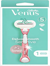 Gillette Venus Deluxe Smooth Sensitive Razor Women's Razor + 1 Razor Blade with 5-Way Blade, Rose Gold, Women's Gift