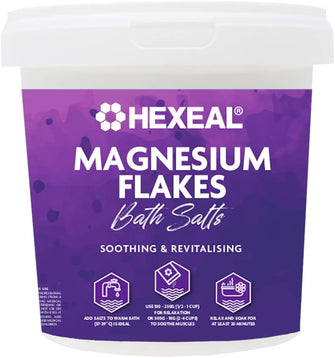 Hexeal Magnesium Flakes  1kg Bucket  100% Pure  Bath Soak  Magnesium Chloride