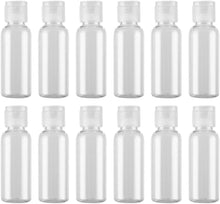 12PCS Transparent Plastic Empty Refill Cosmetic Packing Bottle Jars with Clear Flip Cover Perfume Makeup Water Cleanser Shower Gel Emulsion Lotion Liquid Sample Storage Container (15ml/0.5oz)