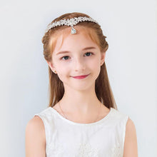 IYOU Girl Wedding Headpiece Silver Rhinestone Pendant Forehead Headband Princess Communion Hair Accessories for Flower Girls