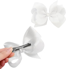 Ferillery 6 Pack Girls Hair Bows Ribbon Bows Craft Bows 3 Sizes Bows, Toddler Girls Hair Bows Hair Bow Clips for Toddlers Hair Bows for Little Girls Hair Accessories, White