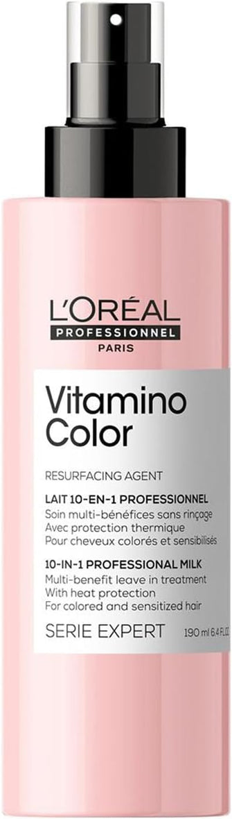 LOral Professionnel Multi-Benefit Leave-in Treatment, With Resveratrol for Coloured Hair, Serie Expert Vitamino Colour, 190 ml