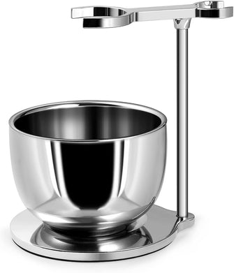 GRUTTI Shaving Stand Kits for Men, Universal Heavy Chrome Shaving Brush Stand Holder with Shaving Bowl-The Best Safety Razor Stand, for Place Manual Razor, Blades, Shaving Brush, Shaving Bowl