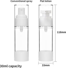 Pejlnd 2Pcs Travel Bottles 30ml Small Spray Bottle,Airless Pump Bottle Fine Mist Travel Spray Bottle Lotion Dispensers Bottles Refillable Cosmetic Containers for Makeup Lotion Shampoo Hand Soap