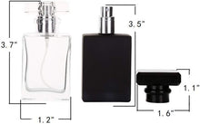 Kaptin 2 Pack 30ML Glass Refillable Perfume Bottle, Square Portable Atomizer Empty Bottle, Perfume Spray Bottle for Travel & Date (Clear+Black)