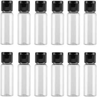 12PCS 20ML/0.7Oz Empty Reusable Empty Plastic Clear Pour Bottle with Flip Cap Lid Cosmetic Makeup Travel Sample Packing Containers Jars Vial Storage Container for Emollient Water Shower Gel Emulsion