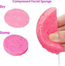 Compressed Face Sponge - Pack of 40 Pink  Cellulose Facial Sponges  Natural Cosmetic Spa Sponges for Facial Cleansing, Exfoliating Mask, Makeup Removal  Round Biodegradable & Reusable Face Pads