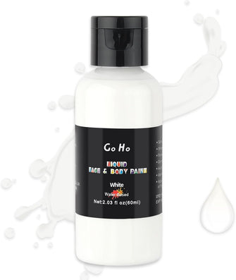 Go Ho Makeup Liquid Body Paint(2.1 oz),White Makeup Water Based Face Paint and Body Paint for Special FX, Cosplay, and Halloween Makeup