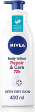 NIVEA Body Repair and Care (400 ml), Repairing Body Lotion with Strengthening Formula, Moisturising Cream with NIVEA Deep Moisture Serum, Body Lotion for Dry Skin, Pack of 1