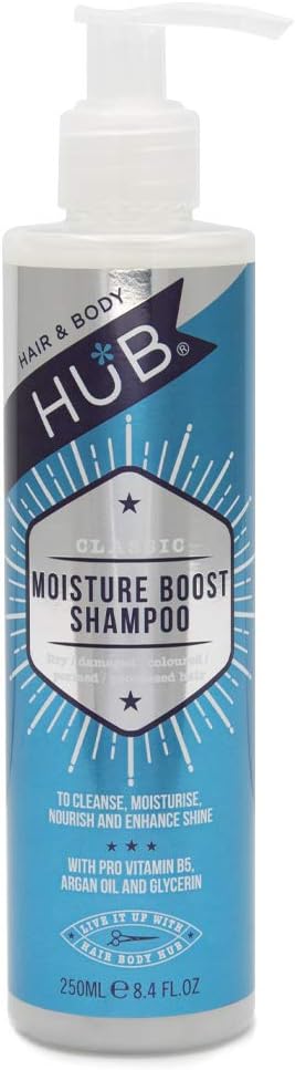 HUB Classic Moisture Boost Shampoo 250ml x 1 for Dry, Damaged, Coloured, Permed and Processed Hair.