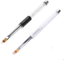 LWBTOSEE 2pc Nail Ombre Brush Nail Art Painting Pen Brush UV Gel Polish Gradient Color Rhinestone Crystal Acrylic Nail Drawing Pen (Black&White)