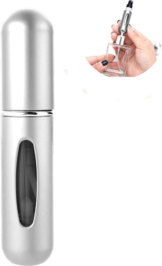 5ML Perfume Atomiser,Refillable Small Mini Bottles Portable Pump Spray Travel Essentials Mens Cologne Women Girls Dispenser Gifts for Business Trip Outdoor Activities Camping Must Accessories(Silver)