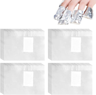 Keyohome 500Pcs Nail Foil Wraps Remover Aluminium Nail Art Soak Off Remover Gel Nail Polish Remover Foil Wraps with Pre-attached Lint-Free Cotton Pads