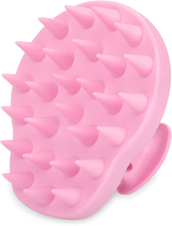 FREATECH 100% Silicone Hair Scalp Massager Shampoo Brush for Scalp Care and Hair Growth, Waterproof Shower Hair Scrubber Scalp Exfoliator for Dandruff and Buildup, Sturdy and Hygienic, Pink