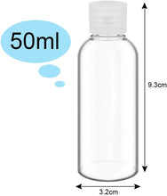 DECARETA 12 Pack Plastic Travel Bottle 50 ml Clear Holiday Bottle with 1pcs Funnel Toiletries Liquid Containers for Airport,Office,Camping