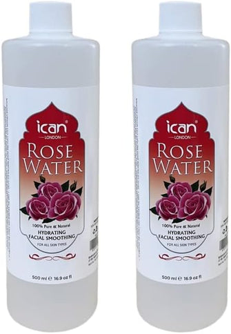 ican 100% Natural Rose Water, Hydrating and Purifying pure rose water 2 x 500ml ( 1000ml )