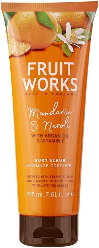 Fruit Works Mandarin & Neroli Body Scrub, Exfoliating, Gentle on Skin 225ml