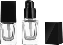 2Pcs 15ml/0.5oz Empty Square Clear Glass Pump Bottle Lotion Dispenser with Black Lid Refillable Portable Foundation Bottle Makeup Cosmetic Container Holder for Lotion Essence Emulsion Serum