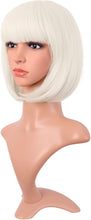 MapofBeauty 12 Inch /30 cm Fashion Lady Short Straight Synthetic Flat Bangs Bob Wig (Platinum Blonde)