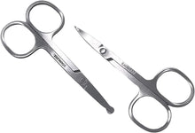 2pcs Stainless Steel Facial Hair Scissors Set Pointed Scissors & Round Tip Nose Hair Makeup Tools Suitable for Men and Women etc. Use at Home or Salon Easy to Carry