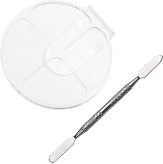 NAUZE Hand Makeup Mixing Palette Set Clear Acrylic Makeup Mixing Tray and Stainless Steel Spatula for Foundation Eyeshadow Nail Art Makeup Tools (Round)