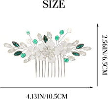 IYOU Flower Bridal Hair Comb Green Crystal Hair Accessories Rhinestone Wedding Sides Combs Bride Bridesmaid Hair Piece Headpiece for Women