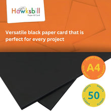 Hawksbill Paper 220GSM Multi-Purpose Black Card  50 Pack of Thick, Premium, Smooth & Crisp Black A4 Card  Thick Card for Making Stationery, Home or Office Use and Arts or Crafts