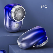 Mini Electric Shaver, Portable Men Electric Shaver USB Rechargeable Men Grooming Razor, Pocket Size Mini Shaver Washable for Travel (Blue)