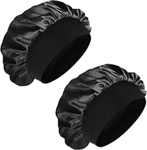 Admitry Pack of 2 Satin Hair Bonnet for the Night, Sleep Cap Silk, Soft Silk Hood for Sleeping Bonnet Sleep Cap, Breathable Sleep Cap for Women and Girls (Black)