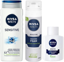 Nivea Men Smooth Shower & Shave Kit - Soothing 3 in 1 Shower gel 250ml, Shaving Foam 200ml, Post Shave Balm 100ml
