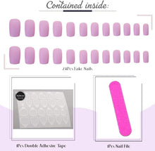 Fairvir Fashion Matte Fake Nails Green False Nail Full Cover Aryclic Square Daily Party Clip Press On Nails for Women and Girls24Pcs) (light purple)