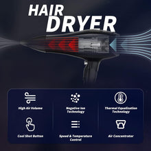 Hair Dryer for Women Men Travel Powerful 2200W with Nozzle Foldable Ionic