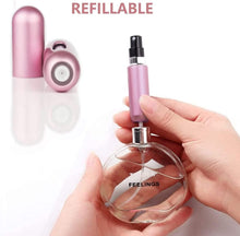 KUAIQI Perfume Atomiser, 5 x 5 ml Refillable Empty Travel Perfume Atomiser, Refillable Perfume Bottles, Mini Portable Spray Bottle, for Handbag, Travel, Holidays