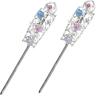 2 Pcs Hair Sticks Simple Hairpins Flowers Chinese Hair Chopsticks for Women Girls