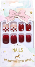 Brishow Coffin False Nails Christmas Decoration Press on Nails Red Short Fake Nails Full Cover Stick on Nails 24pcs for Women and Girls